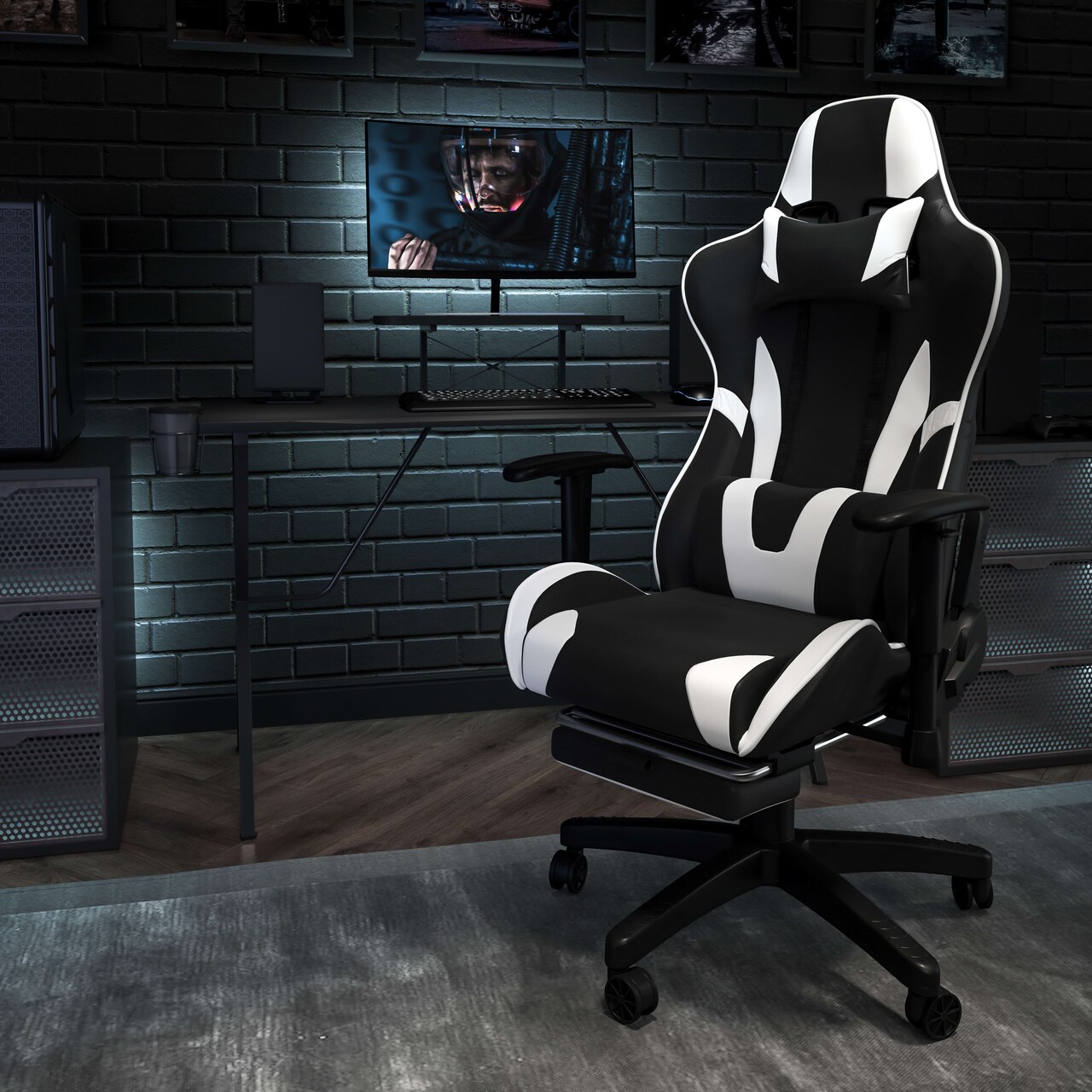 Emma and Oliver Z300 Gaming Racing Office Ergonomic PC Chair with Reclining Back and Footrest